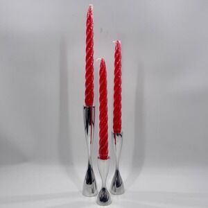 Nambe Modernist Aluminum Candlestick Holders 1994 Set of 3